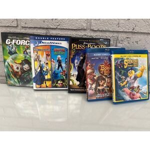 Disney / Dreamworks Set Of 5 Kids Movies DVD + Blue Ray